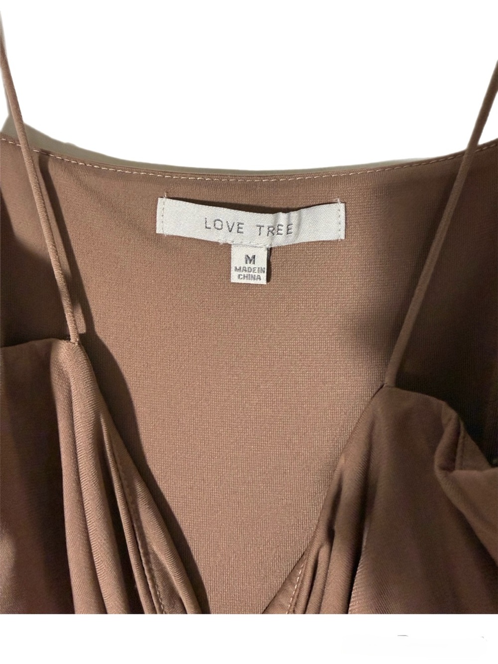Love Tree Brown Satin Cowl Slip Dress - Picture 3 of 3